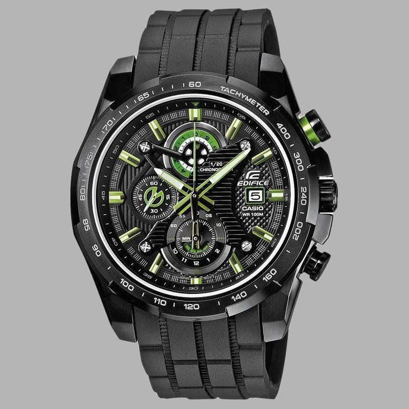 

CASIO EDIFICE black particle coated strap date display Quartz rubber strap men s watch black dial EFR-523PB-1A чорний