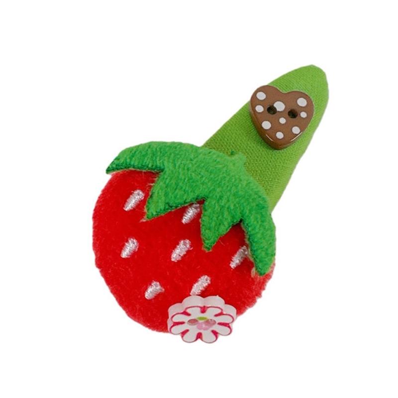 Adorable Strawberry Checkered Green Fabric Hair Clip Handmade Lightweight Design for Girls Fashion Hair Accessory