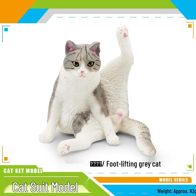 Children's Kitten Model Set: Ragdoll Cat, Lazy Orange Cat, Paw-Up Grey Cat, Sleeping Calico Cat, Lying Siamese Cat Figurines.