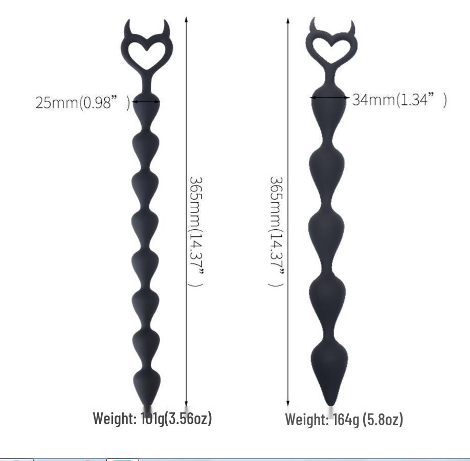Runyu Devil Silicone Butt Plug Extra-Long Anal Beads Stimulation Toy
