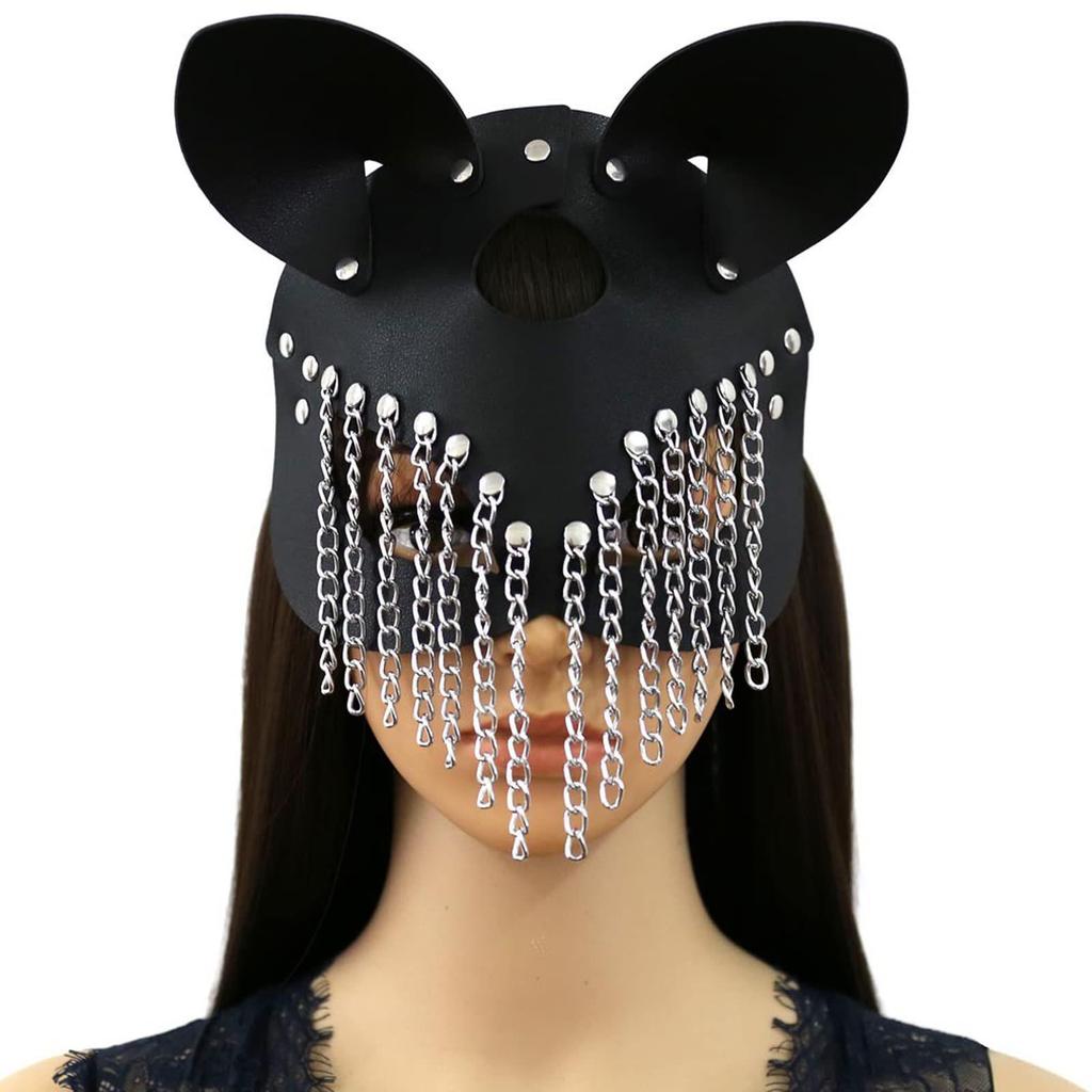 European and American Style Black Leather Masquerade Mask for Halloween Parties and Nightclubs