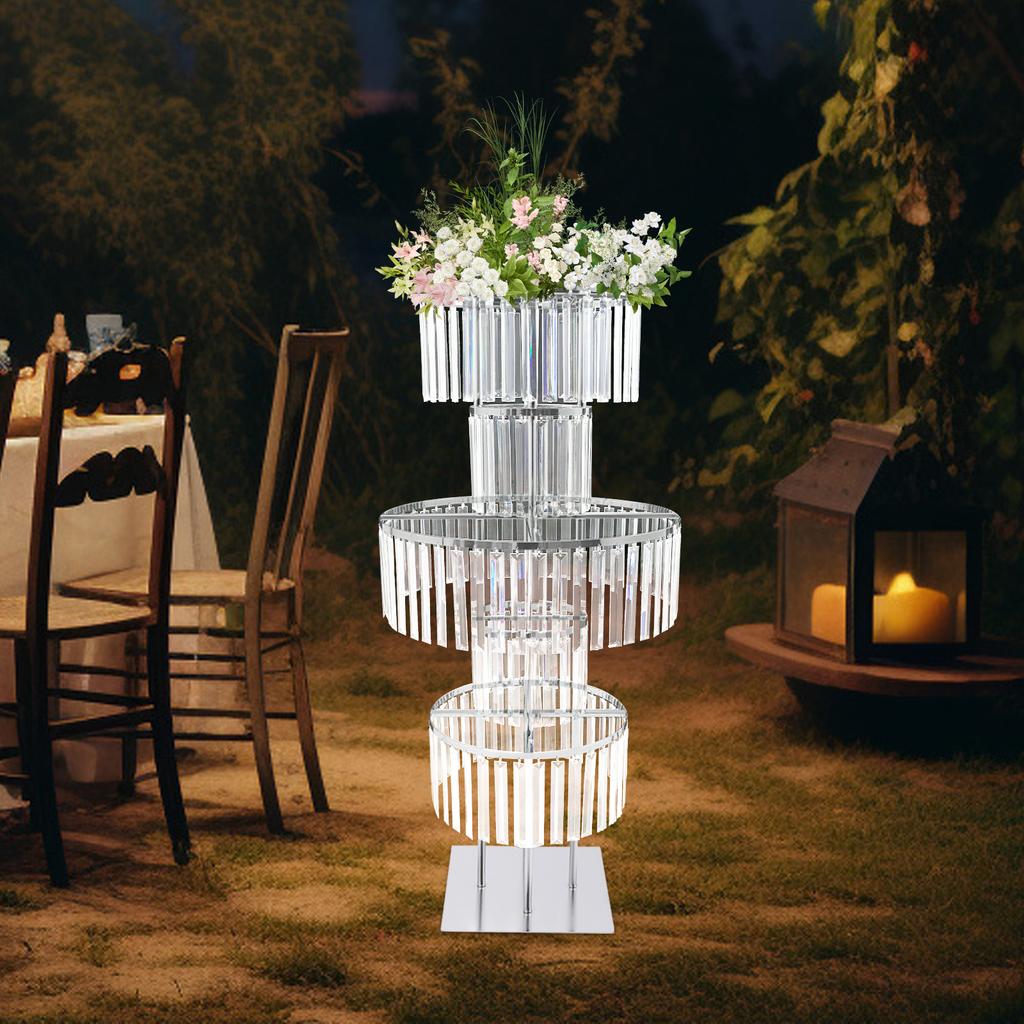 5 Tier 110cm Clear Silver Flower Stand Round Flower Stand for Weddings, Parties, And Special Occasions