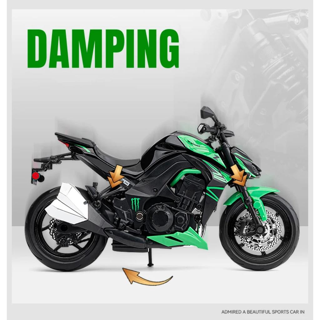 1/12 Scale Kawasaki Z1000 Street Cars Motorcycle Diecast Model Car Alloy Metal with Base Display Collections Hobby Home Decoration Boy