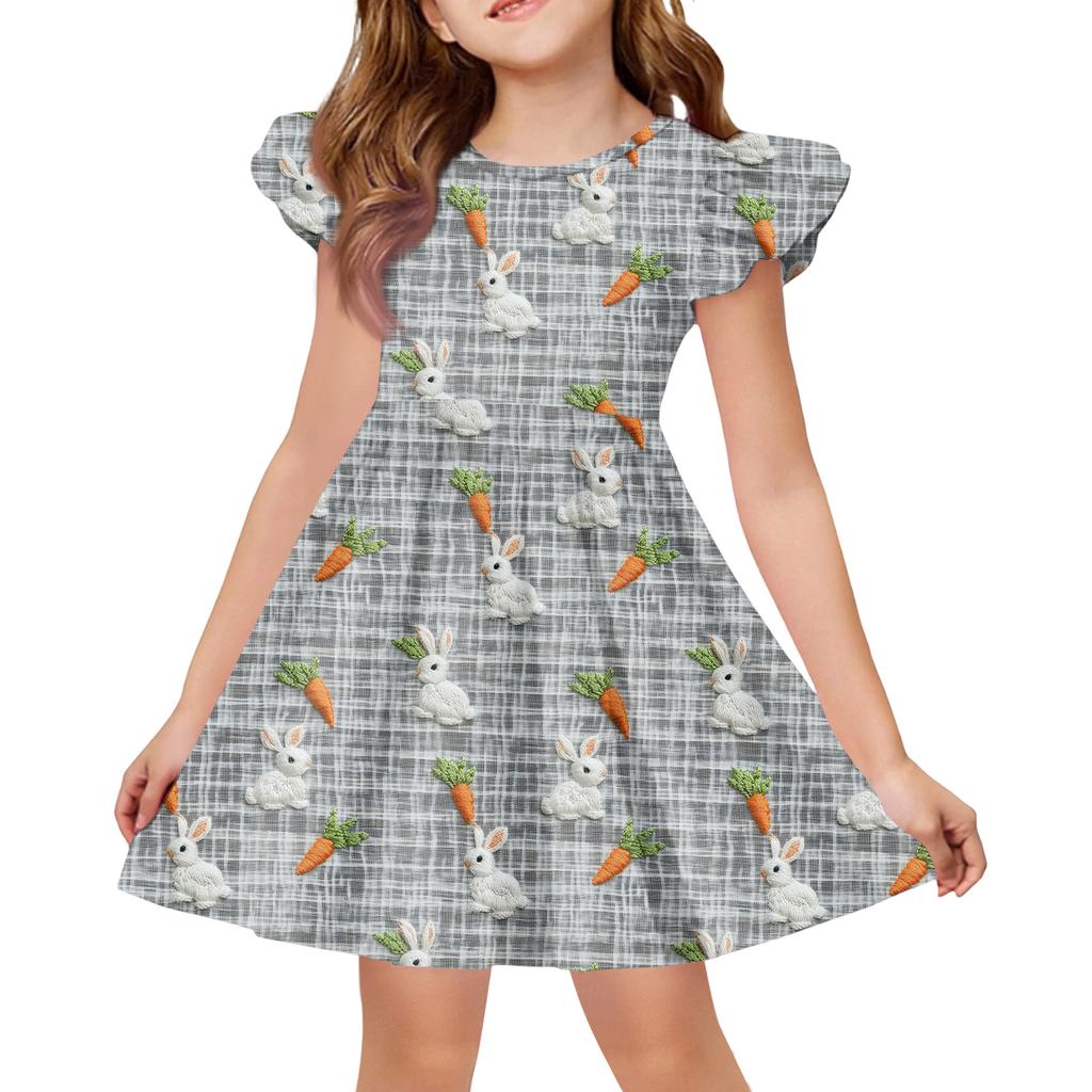 Sommer-Prinzessinenkleid für Mädchen - A-Linien-T-Shirt-Kleid Ostertag