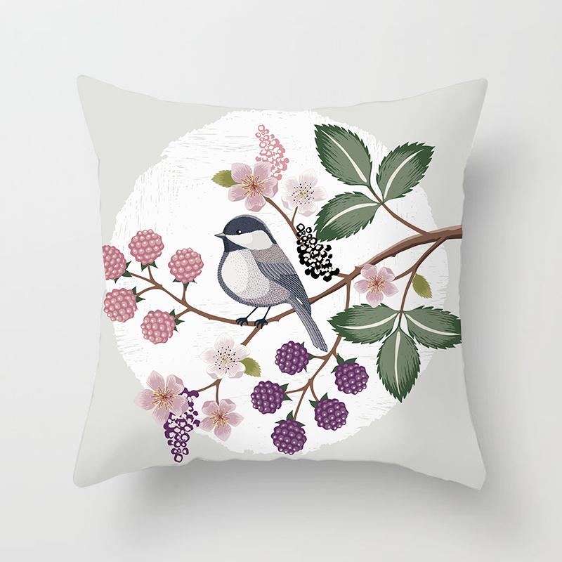 Abstract Floral Pattern Pillowcase Vintage Watercolor Floral Bird Cushion Cover Home Sofa Car Office Party Decor Accessories