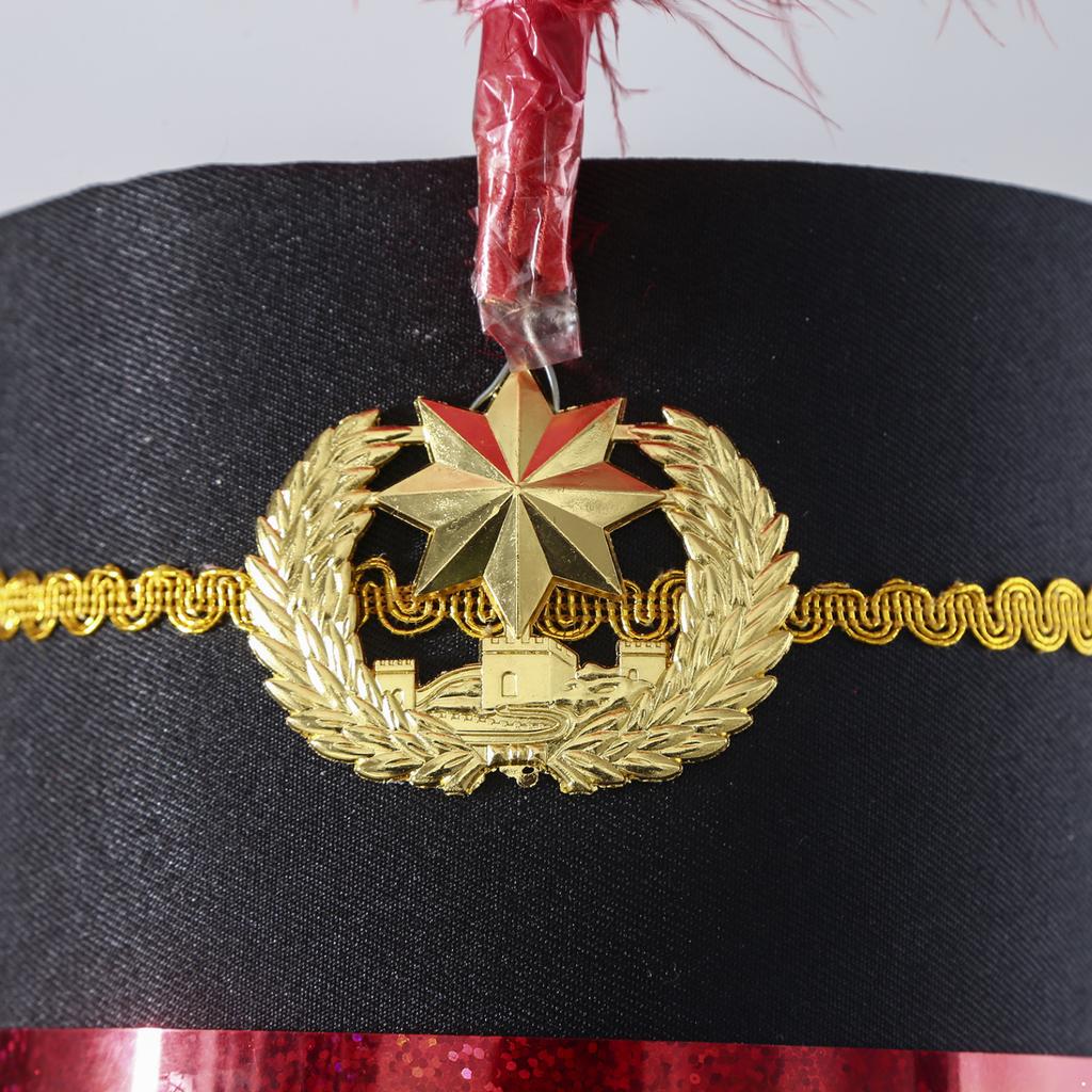 Drum Major Hat Conductor Performance Majorette Hat Drum Band Hat Toy Soldier Hats with Feather Decor Cosplay Accessories