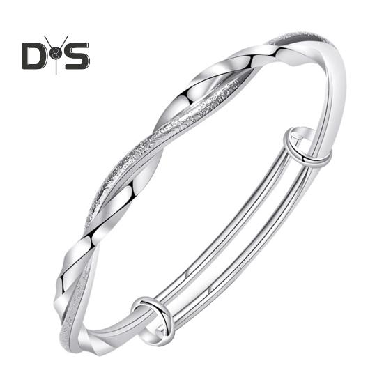 

Женский витой браслет, двухслойный, гладкая поверхность, медный, посеребренный, регулируемый, легкий, дизайн, для особых случаев, на день рождения, на Рождество, подарок серебряный