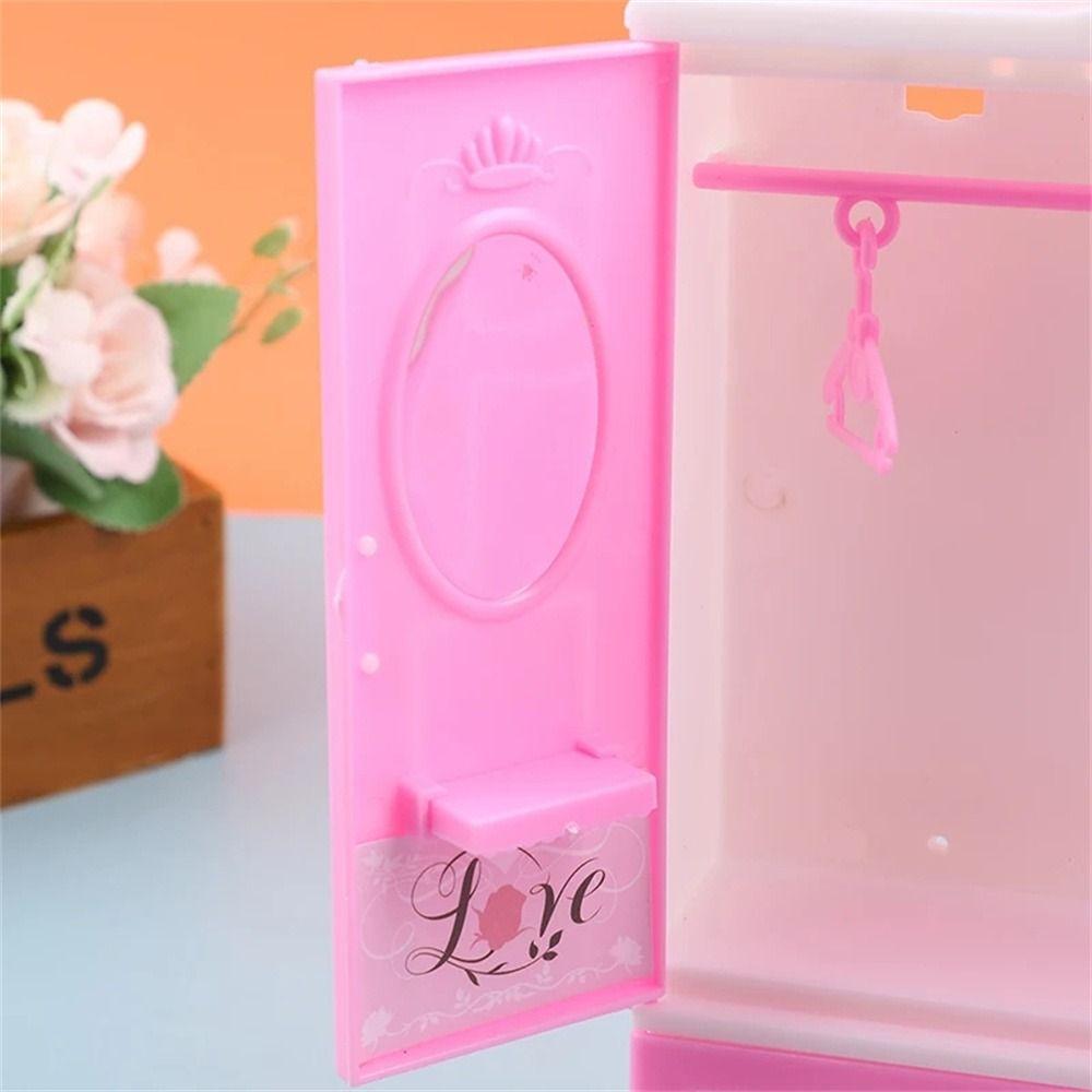 Plastic Dollhouse Wardrobe Bedroom Doll Furniture Fashion Doll Closet  DIY Toy