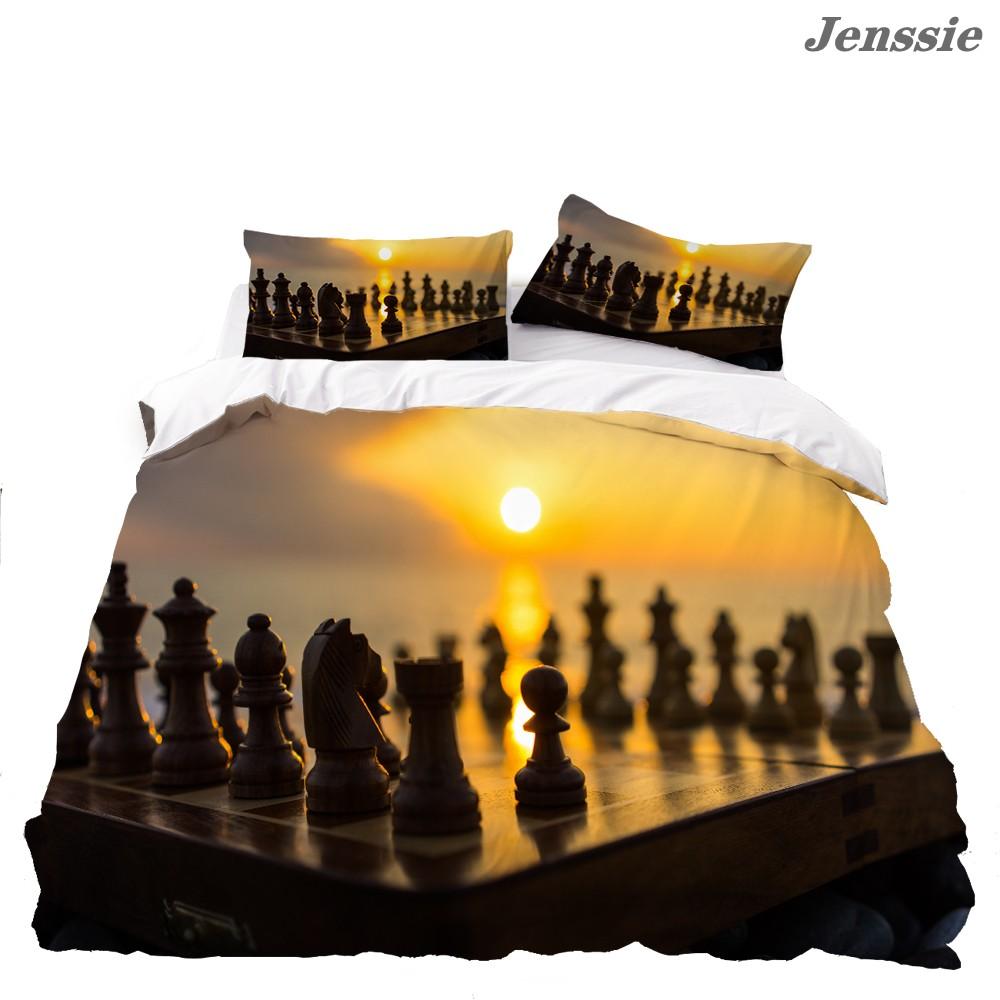 Schwarz Weiß Schachbrett 3D Gedrucktes Bettwäscheset Schach Steppdeckenbezug Erwachsener Bettbezug 2/3 Stück Luxuriöser Steppdeckenbezug mit Kissenbezug