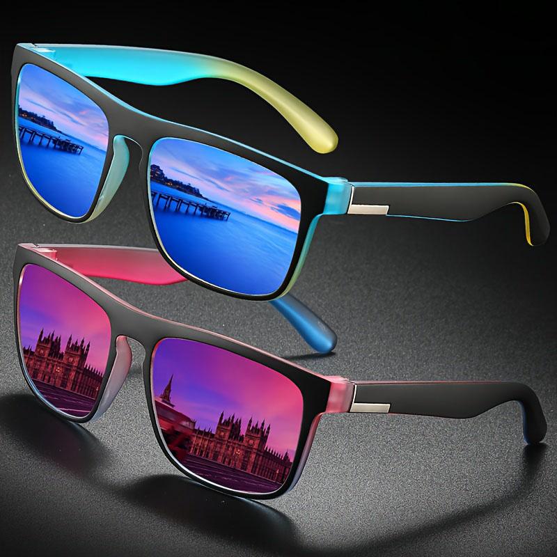 Square Gradient Mutipcolor Polarized Sunglasses Anti Glare Sun Shades For Summer Party Vacation Travel Driving Fishing