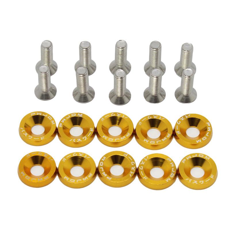 10 PCS M6 Car Modified Fasteners Fender Washer Bumper Engine Concave Screws Fender Washer License Plate Bolts Car Styling Gasket