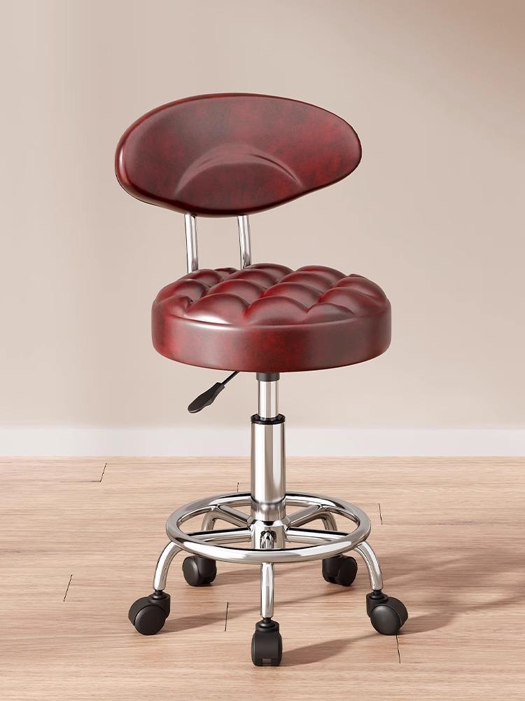 Modern Minimalist Beauty Stool, Adjustable Mobile Hairdressing Chair, Comfortable Cushioned Backrest Seat, Salon Barber Stool