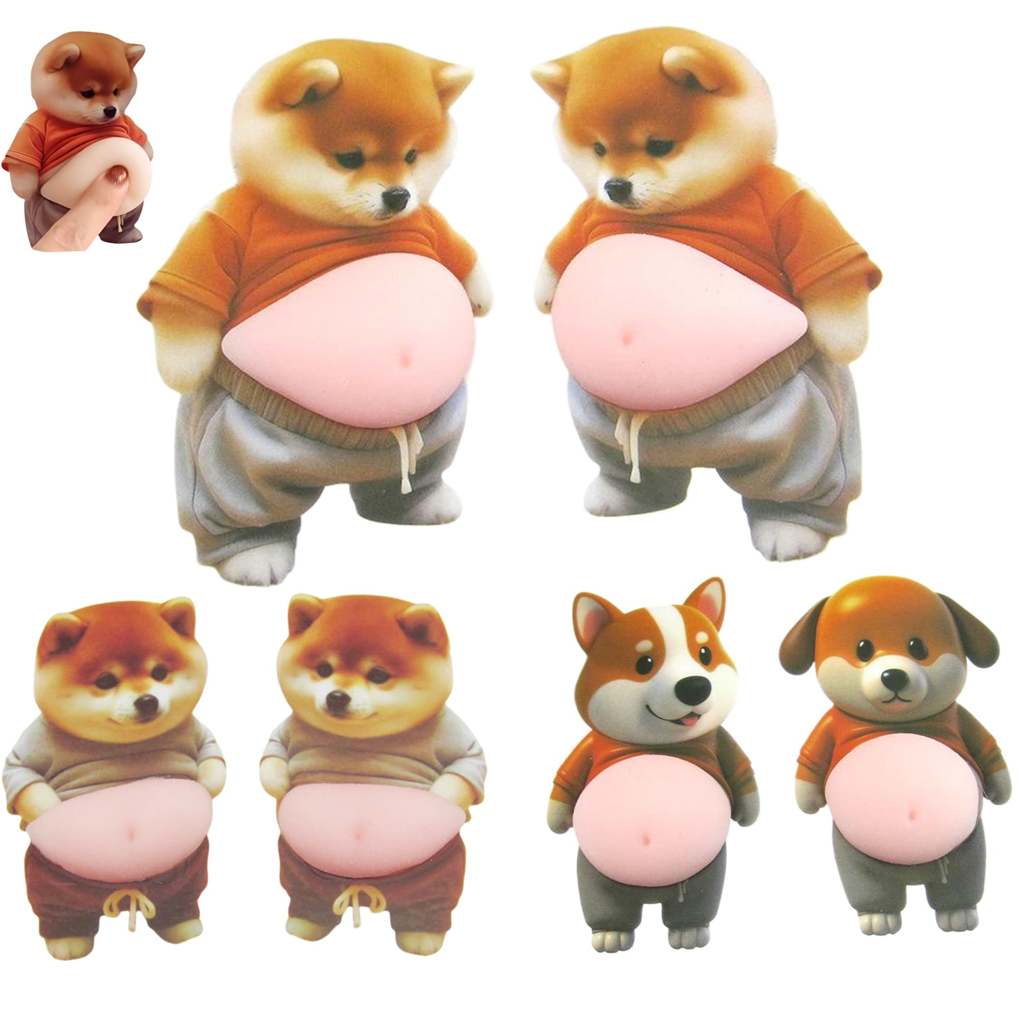 

BOJIDO Dog Belly Stickers 3D Shiba Inu Belly Stickers Squishy and Soft Stickers Soft and Stress Collision Stress Relief Phone 6-Pack - - - Stylish,