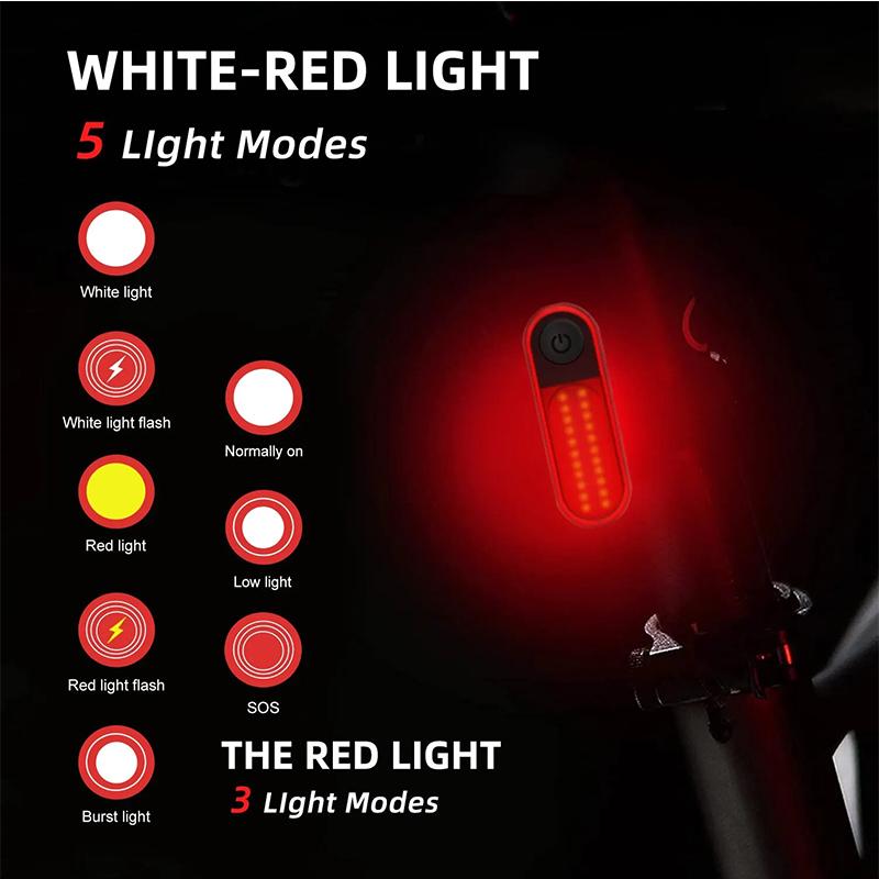 Bicycle Taillights Type-C Super Bright Road Bike Rear Lights Waterproof USB Rechargeable Cycling MTB Lamp