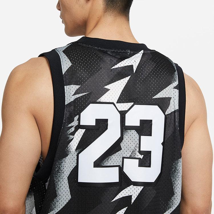 Jordan Contrast Pattern Letter and Number Breathable Training Basketball Vest Men Tops Black CZ4740-010
