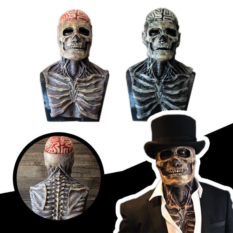 Creepy Skeleton Biochemical Mask For Halloween Festivities Full Cover Silicone Head With Hat