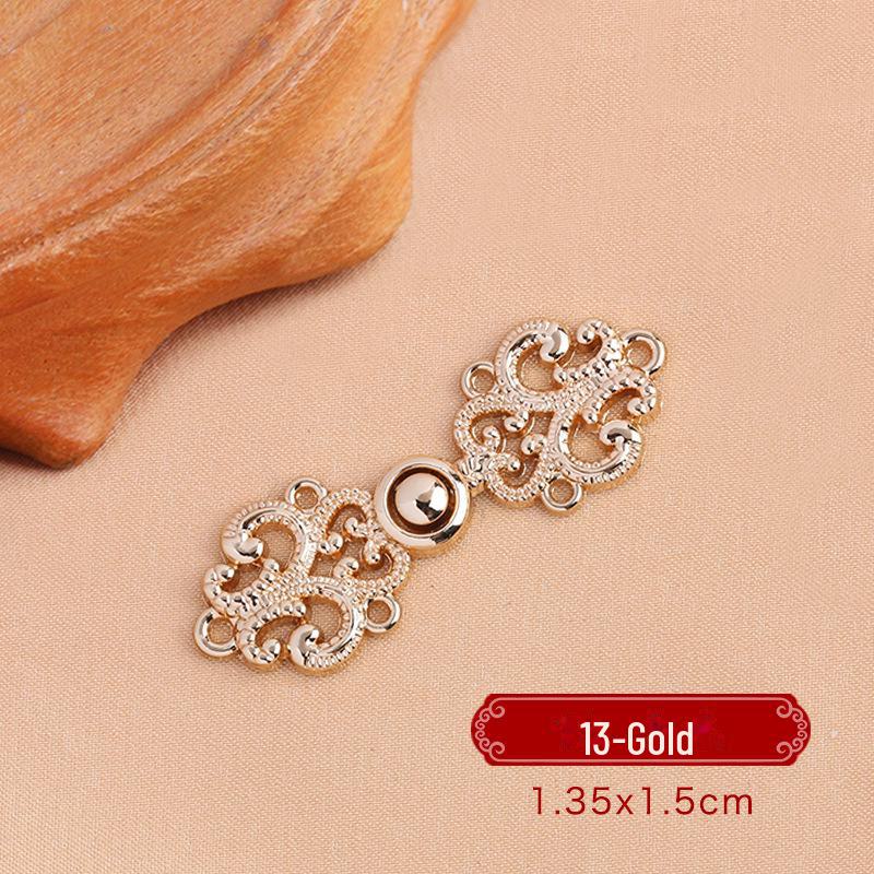 

Маленькая металлическая пряжка для костюма ханьфу - серебряная двойная пуговица, украшение на ципао в стиле эпохи Сун и Мин