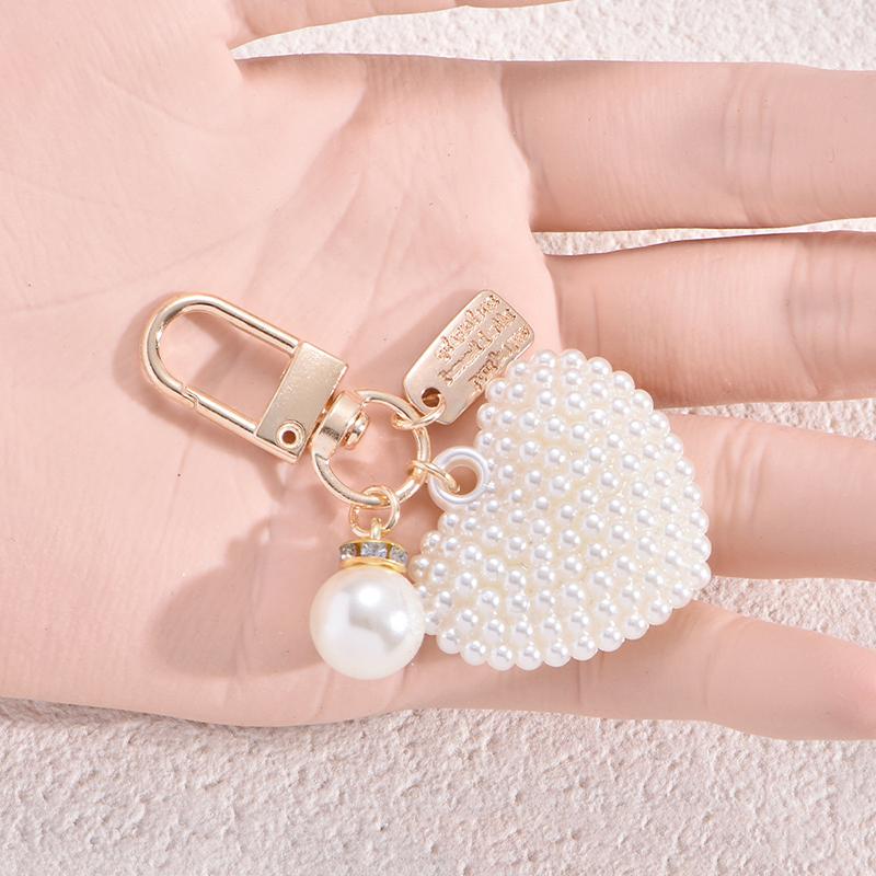 Minimalist Pearl Keychain DIY Charm Pendant Anti-lost Car Key Accessory Lovely Gift for Women Teens School Use