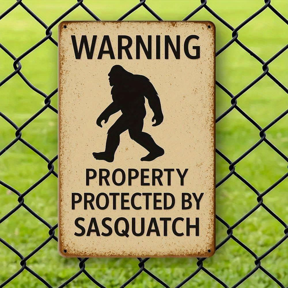 1pc Sasquatch Protection Warning 8x12 Inch Aluminum Sign - Mythical Theme Wall Decor for Home, Yard, and Outdoor Spaces