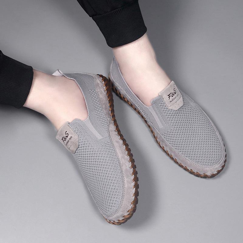 2025 spring and summer men's shoes flying woven mesh shoes large size casual shoes breathable foot shoes men's fashion trendy shoes