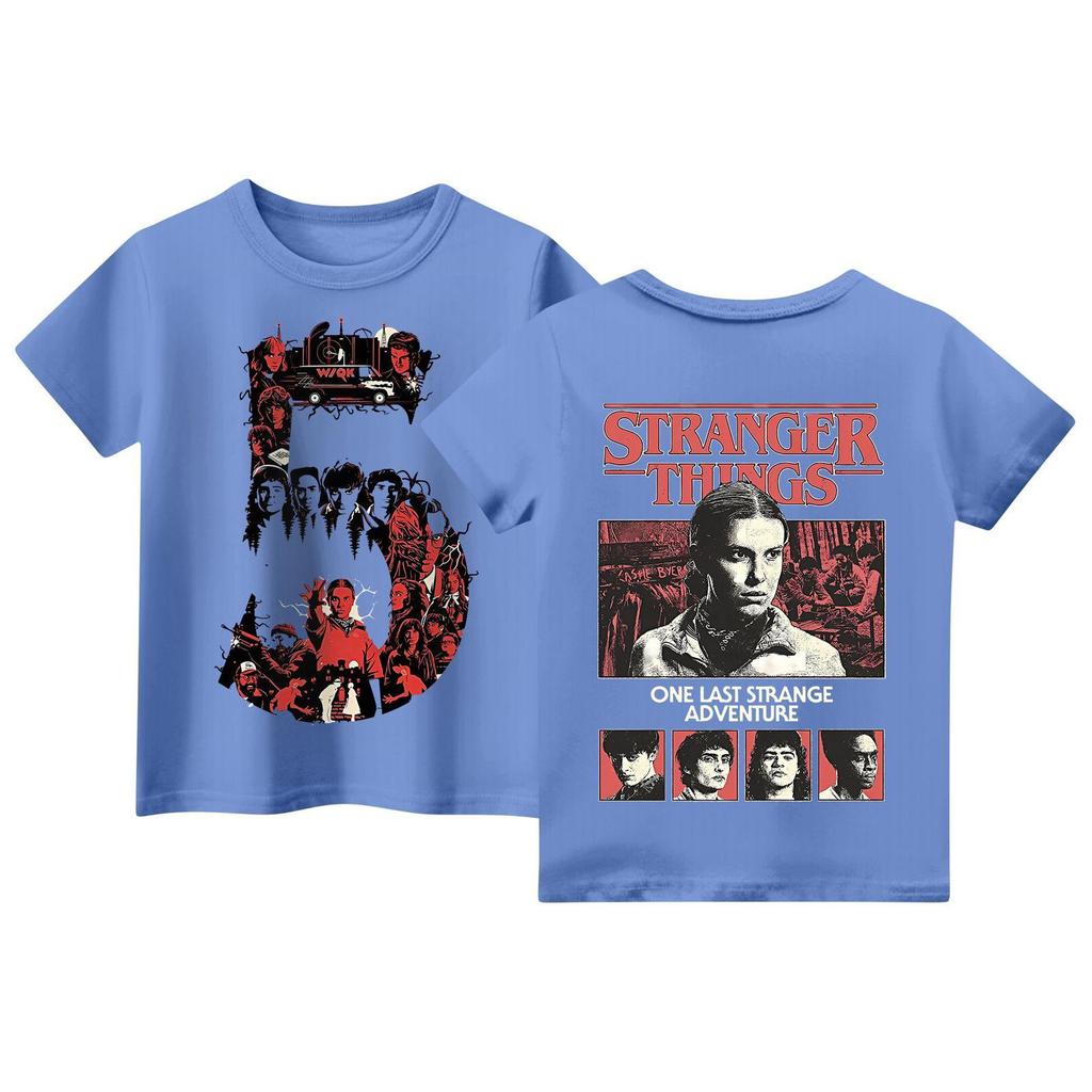 Children's Short Sleeve Tops Casual Print T Shirt Round Neck Pullover Blouse