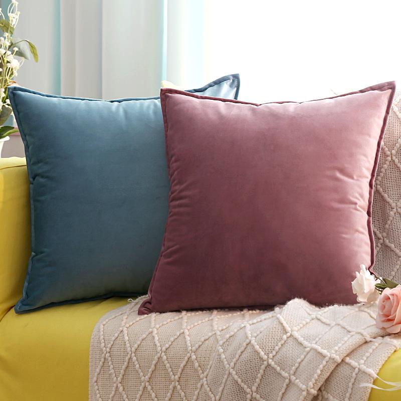 Velvet Cushion Cover Solid Color Square Pillow Covers for Home Living Room Sofa Decorative Headboard Pillowcase 50x50cm/60x60cm