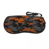 Camouflage Dunkel Schwarz Orange Camo Schale Brillenetui Herren Damen Coole Brillenetui Sonnenbrillenbox Tasche