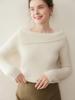 One-Shoulder Solid Color Cashmere Women's Ribbed Knit Sweater - Slimming Lazy Style for Autumn/Winter New Arrivals