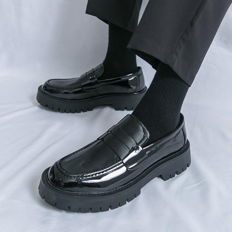 New Platform Leather Shoes Men Classic Leather Loafers Man Party Social Derby Men's Dress Formal Shoes Casual Business Brogues