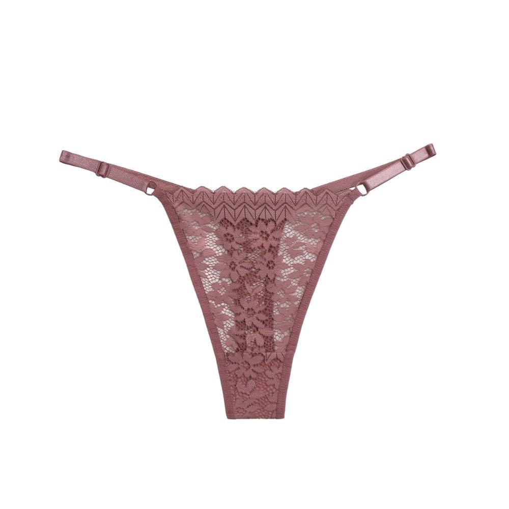 Fashion Low Waist Lace Flower Thongs Soft Traceless Adjustable Belt Briefs Underpants Solid Color Sheer T-back Panties Girls