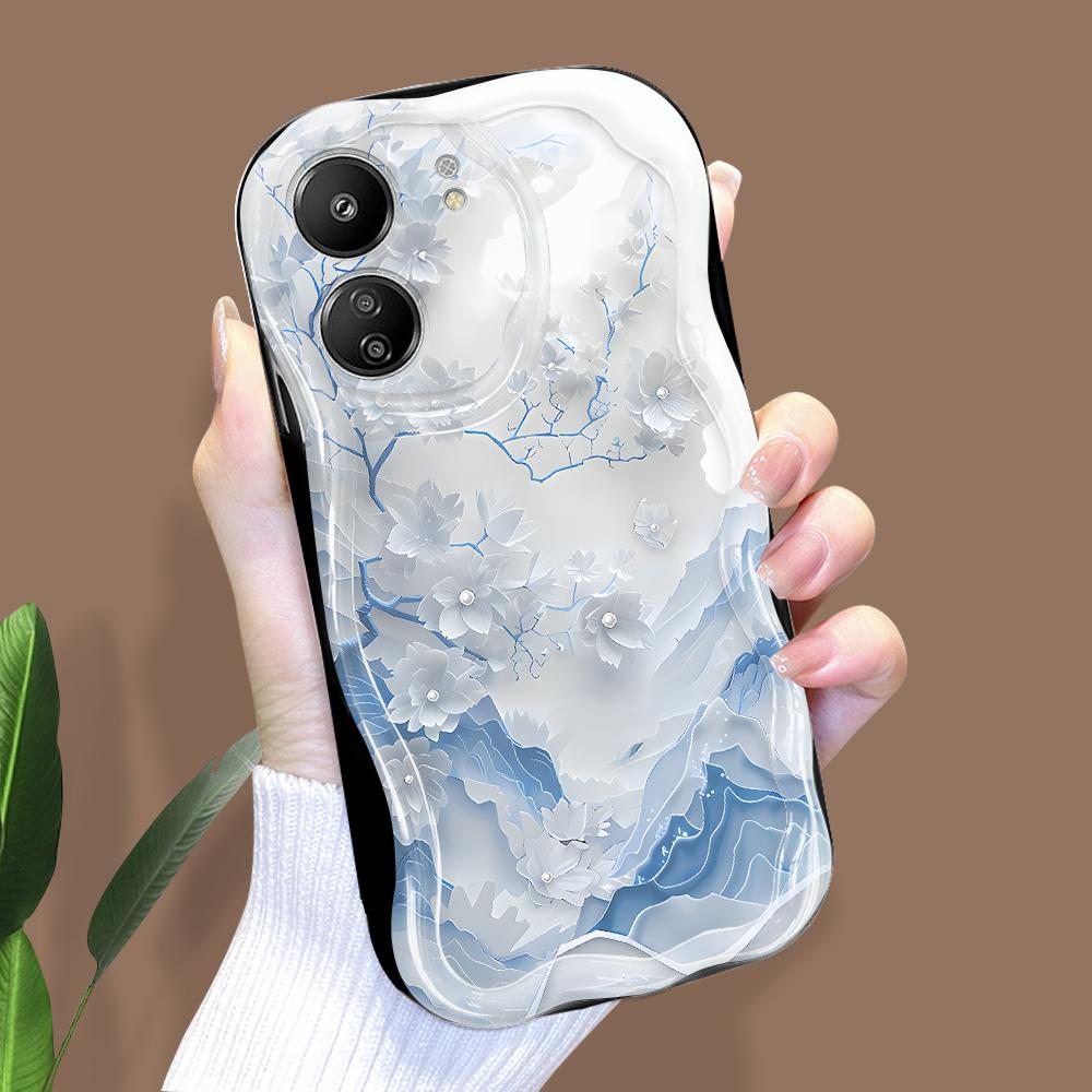 Cute Cartoon Pattern Cream Texture Casing Wavy Edge Soft Silicone Cover Phone Case for Xiaomi Redmi