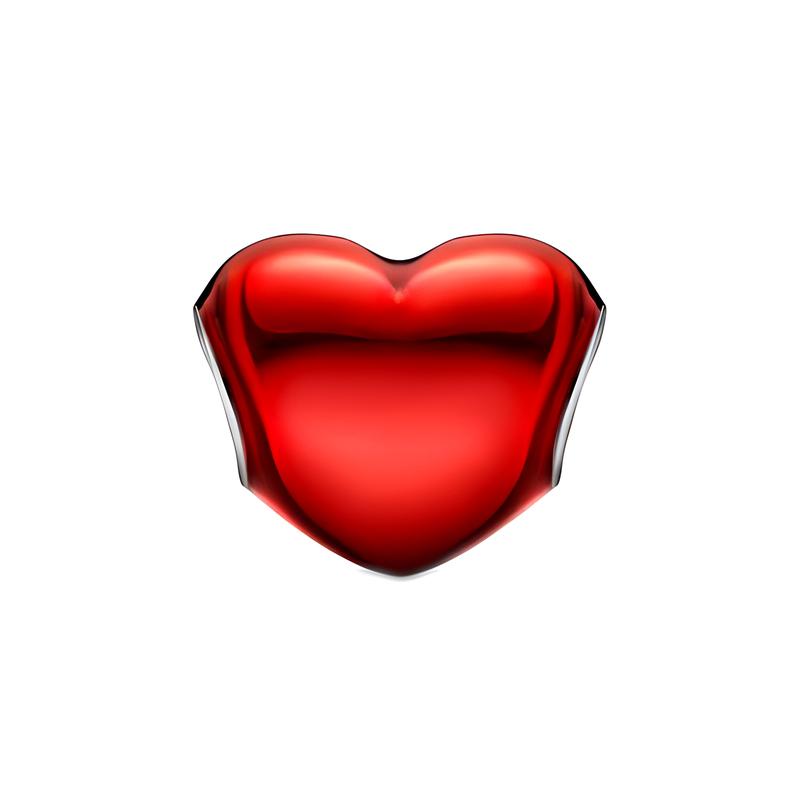 Pandora Love heart metal texture red heart charm 799291C02