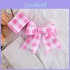 Versatile Polyester Pink And White Check Ribbon For Creative Party And Event Decor
