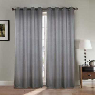 Pair of Double Curtains - Light Grey - 140 X 260 Cm - Linen Effect