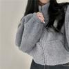 Lammwolle Pullover Damen Herbst und Winter Fleece Verdickte Lose Strickjacke Reißverschluss Stehkragen Jacke Top Tide