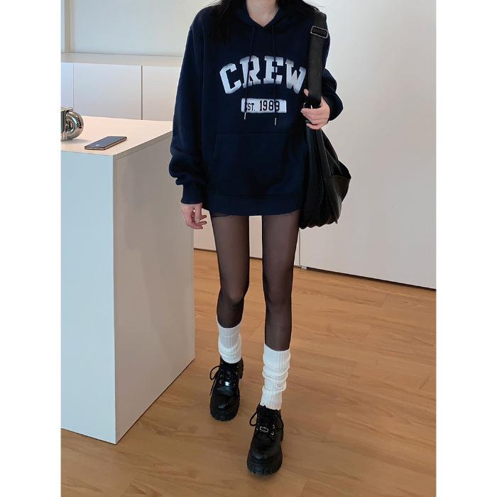 Fleece thickened autumn and winter letter-printed hooded sweater men s and women s lazy wind fleece versatile wholesale jacket 3XL