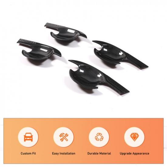 ABS Carbon Fiber Car Door Handle Bowl Cover Trim For Mitsubishi Outlander 13-21