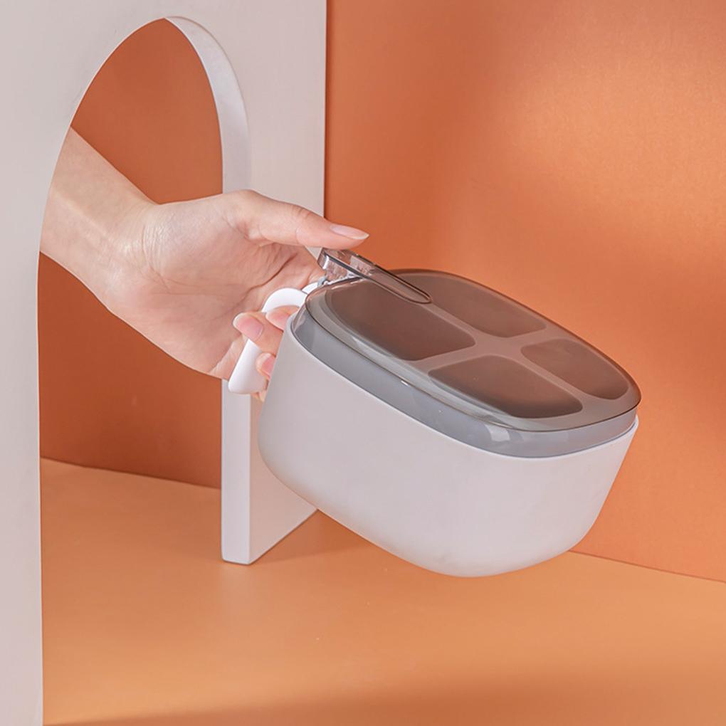 Seasoning Box Portable Jar with Spoons Pepper Spice Sugar Pot Storage Organizer Container Transparent Lid Home Refrigerator