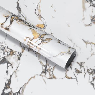 Adrmpest Marble Remake Wallpaper and Glossy Wall Stylish Ivory Marble Sheet for Furniture and Easy for 40cm Wide X 300cm Long Sticker, Thick,