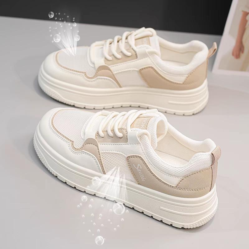 

2025 summer mesh breathable and versatile new little white shoes women s shoes platform heightening board shoes dad shoes summer mesh shoes 35 хакі