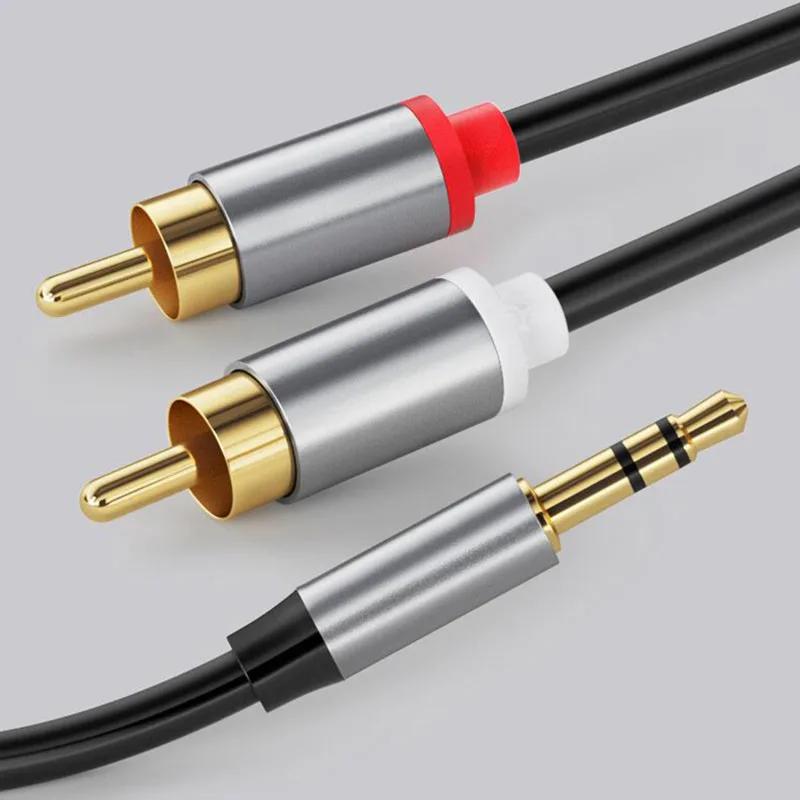 1/3meter 3.5mm Male Jack To 2 RCA Audio Cable Connector Speaker Wire 2RCA To 3.5 Male Splitter Aux Cord for TV PC Amplifier DVD