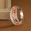 Luxury Two-tone Hollow Flower Synthetic Gemstone Ring Copper Material Women Jewelry Ring For Banquet
