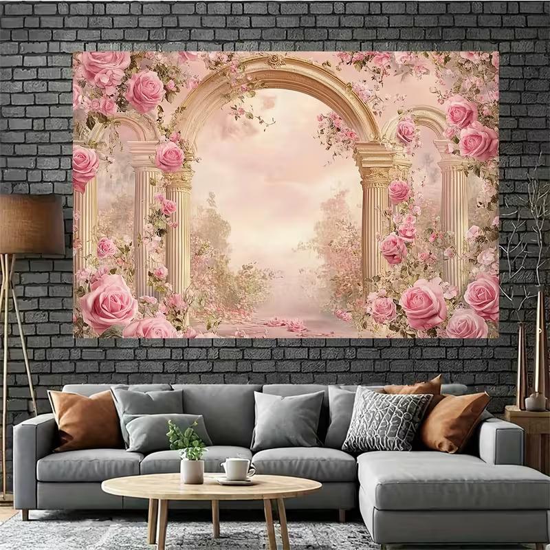 2D Vintage Rose Garden Backdrop for Photo Studio & Live Stream Decor