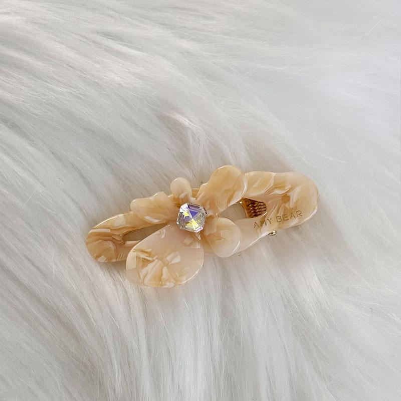 French Temperament Rhinestones Small Flower Hair Clip Acetic Edge Clip Bangs Clip Duck Beak Clip Top Clip Hair Accessories