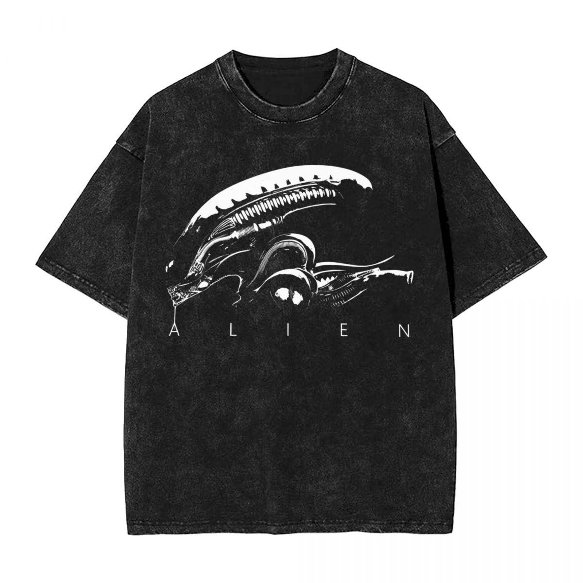 Xenomorph Essential Alien Mencosy woman Men Washed Hot stamping Print TShirtCotton Tshirt Mens Summer Short Sleeve Tees S