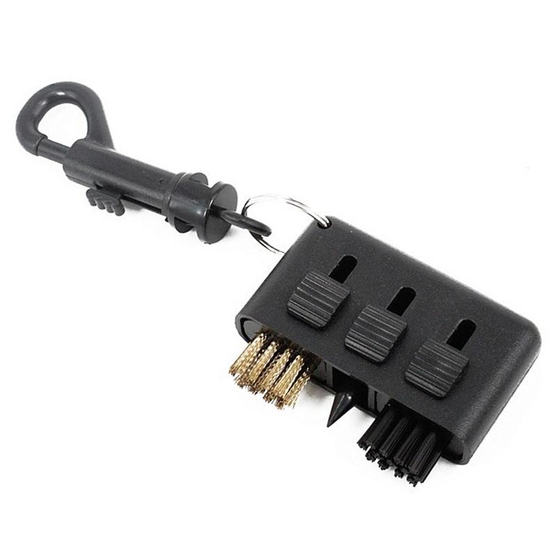 3-in-1 Golf Cleaning Tool Golf Club Groove Push Rod Wedge Brush Cleaning Belt Hook Portable Brush Golf Cleaning Accessorie