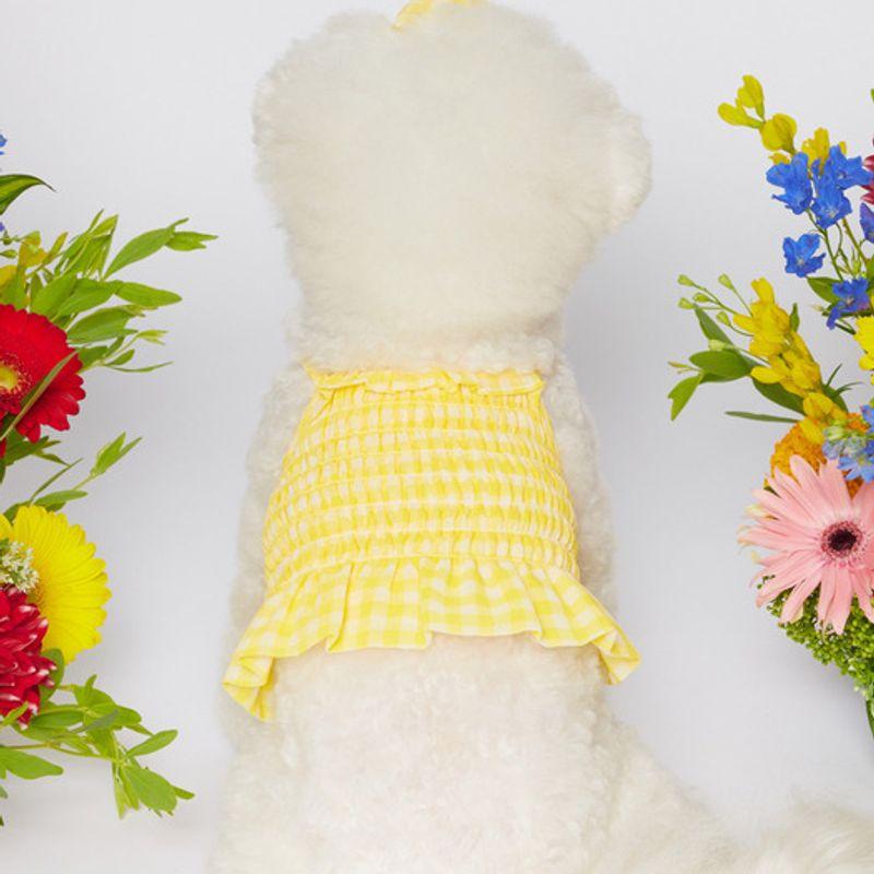 SALTYHEARTY Hello Crop Blouse New Check YELLOW