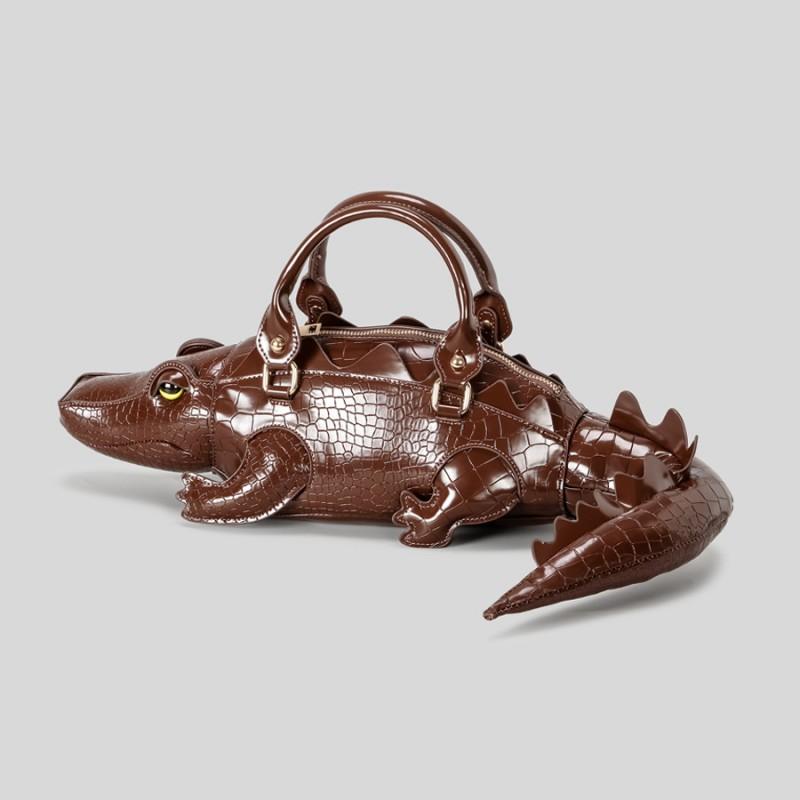 Stylish Crocodile-Embossed Womens Shoulder Bag - Retro Pillow Shape Crossbody Daily Wear