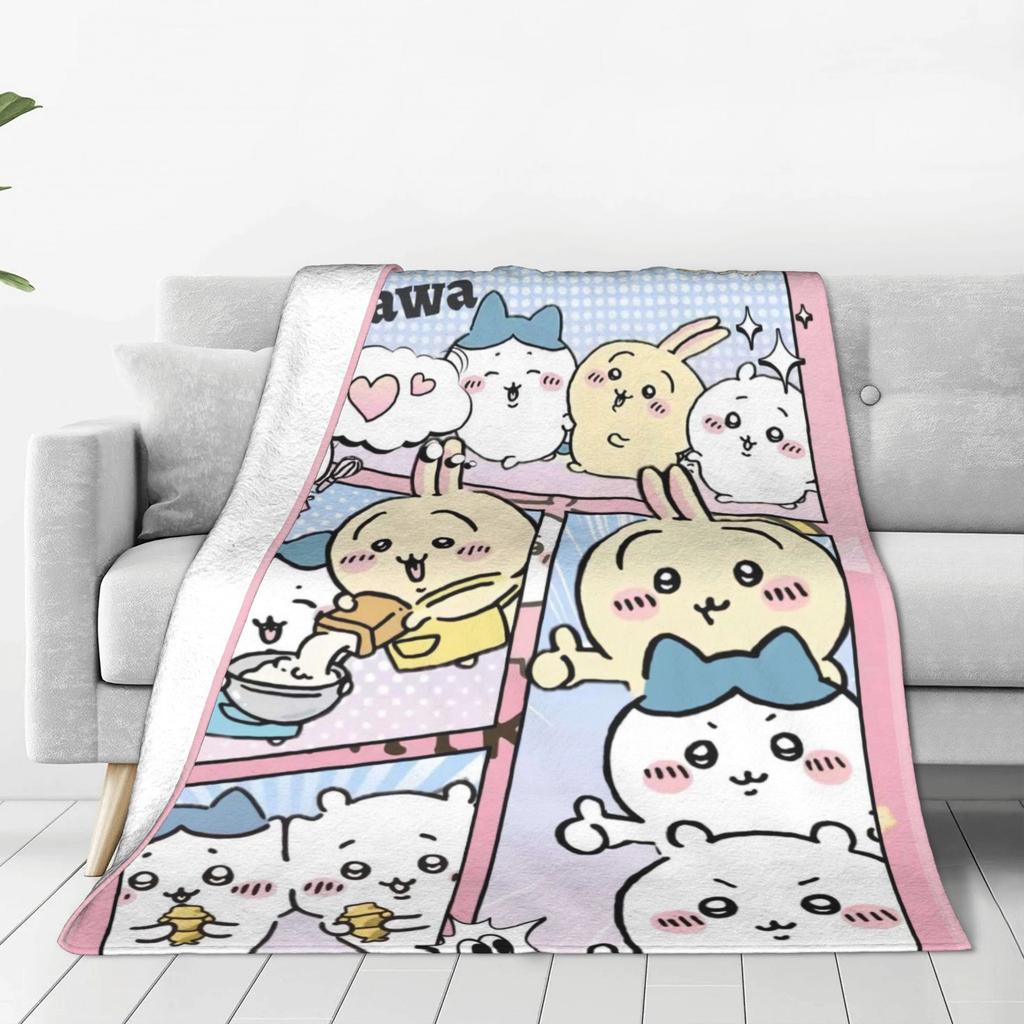 Cute Chiikawa Collection Warm Soft Blanket  Girls Boys Plush Throw Blanket Novelty Home Decor Flannel Bedspread Sofa Bed Cover