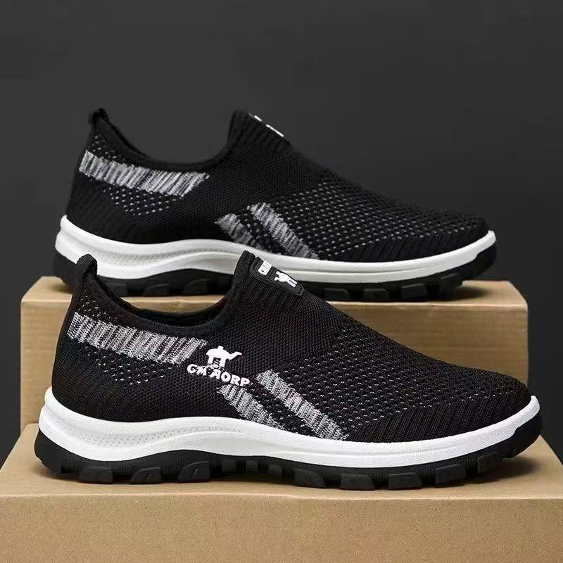Men's New Wholesale Mesh Shoes, Lightweight Casual Soft Sole Walking Shoes, Lazy Slip-on Dad Shoes for Middle-aged Elderly